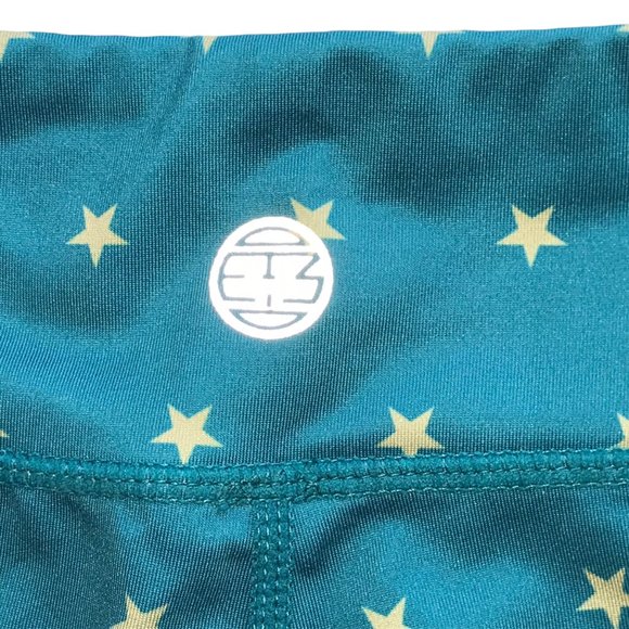 IAB Hot Shorts Cycling Yoga Athletic Workout Crossfit Green Gold Stars Small - Picture 13 of 13